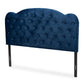 Clovis Modern and Contemporary Navy Blue Velvet Fabric Upholstered Queen Size Headboard FredCo