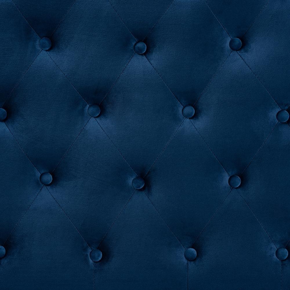 Clovis Modern and Contemporary Navy Blue Velvet Fabric Upholstered Queen Size Headboard FredCo