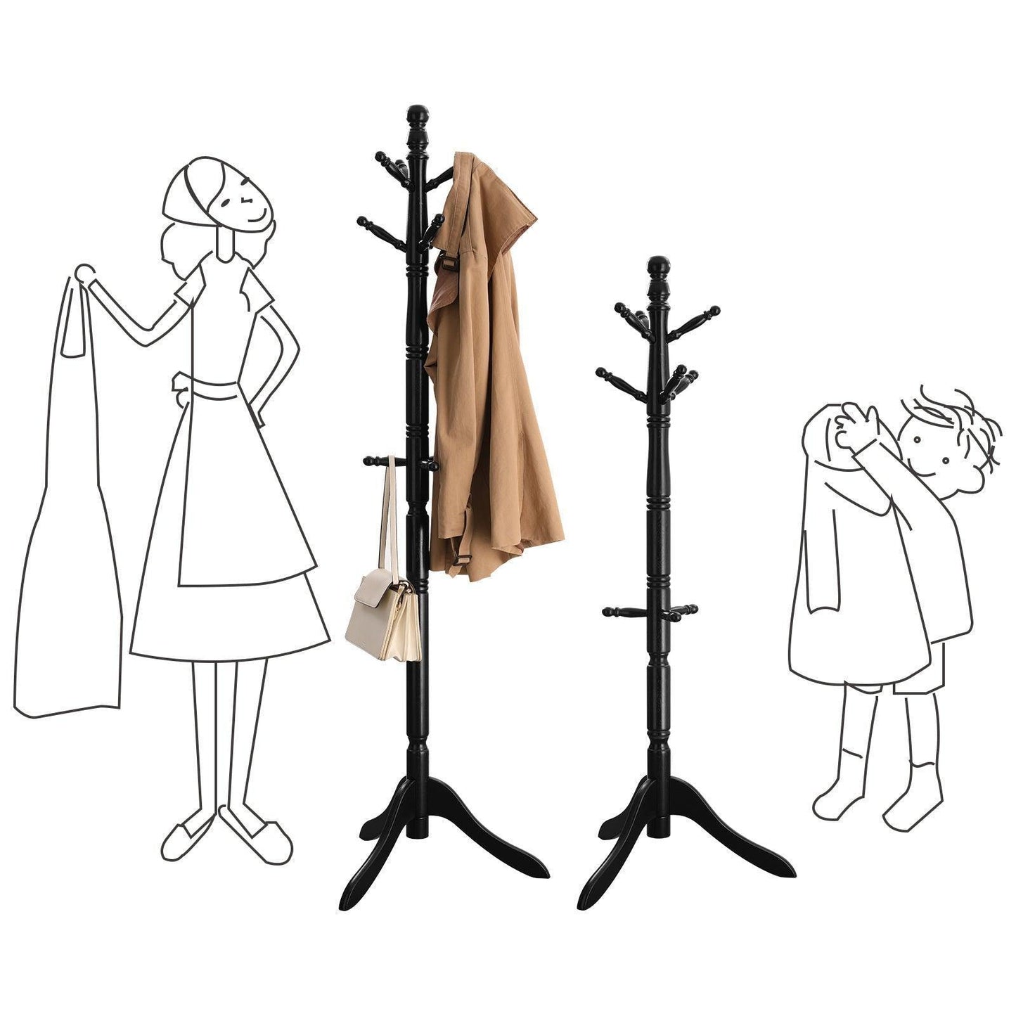 Coat Rack Black with 10 hooks FredCo