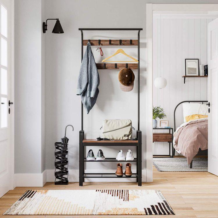 Coat Rack Hazelnut Brown and Black FredCo