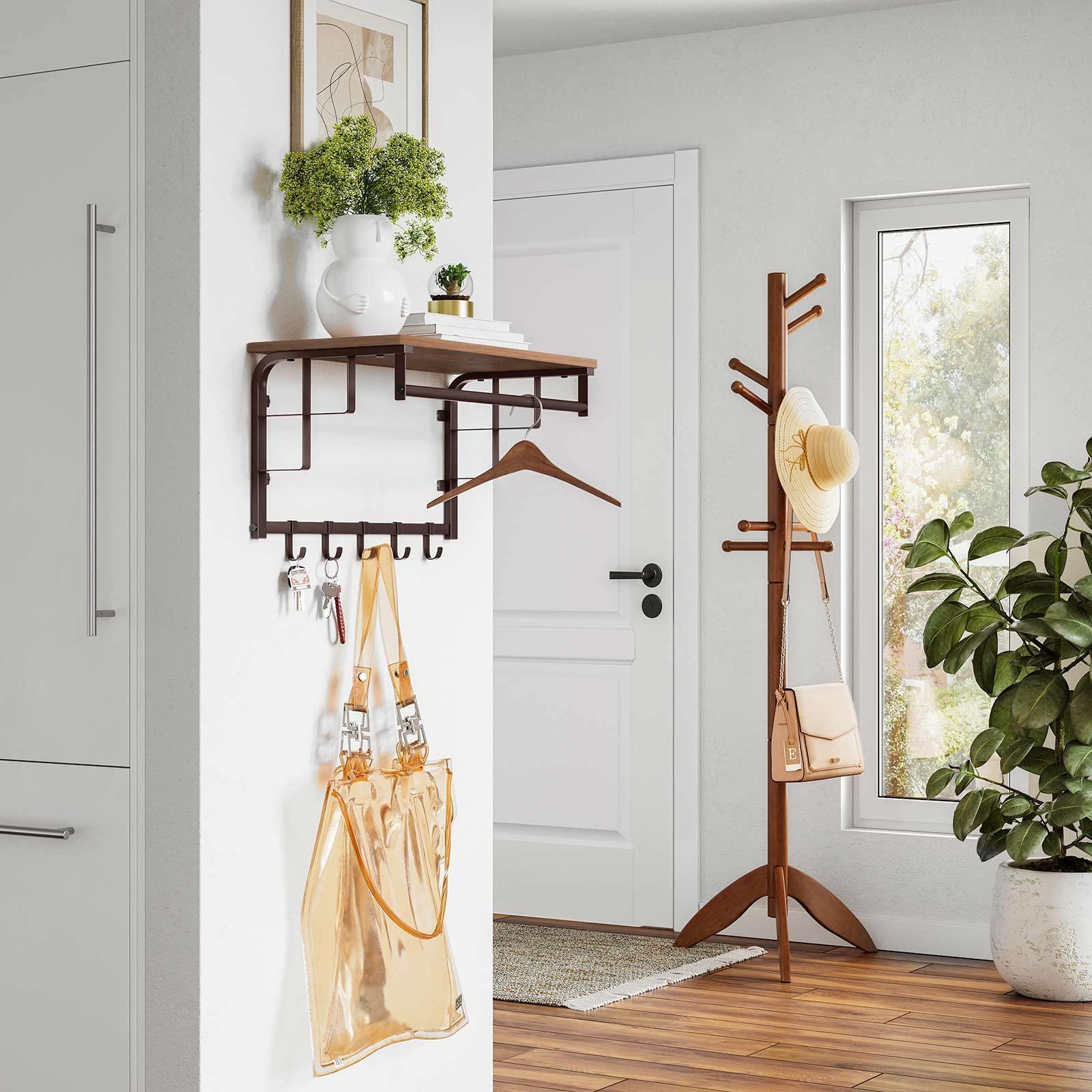 Coat Rack Hazelnut Brown and Bronze FredCo