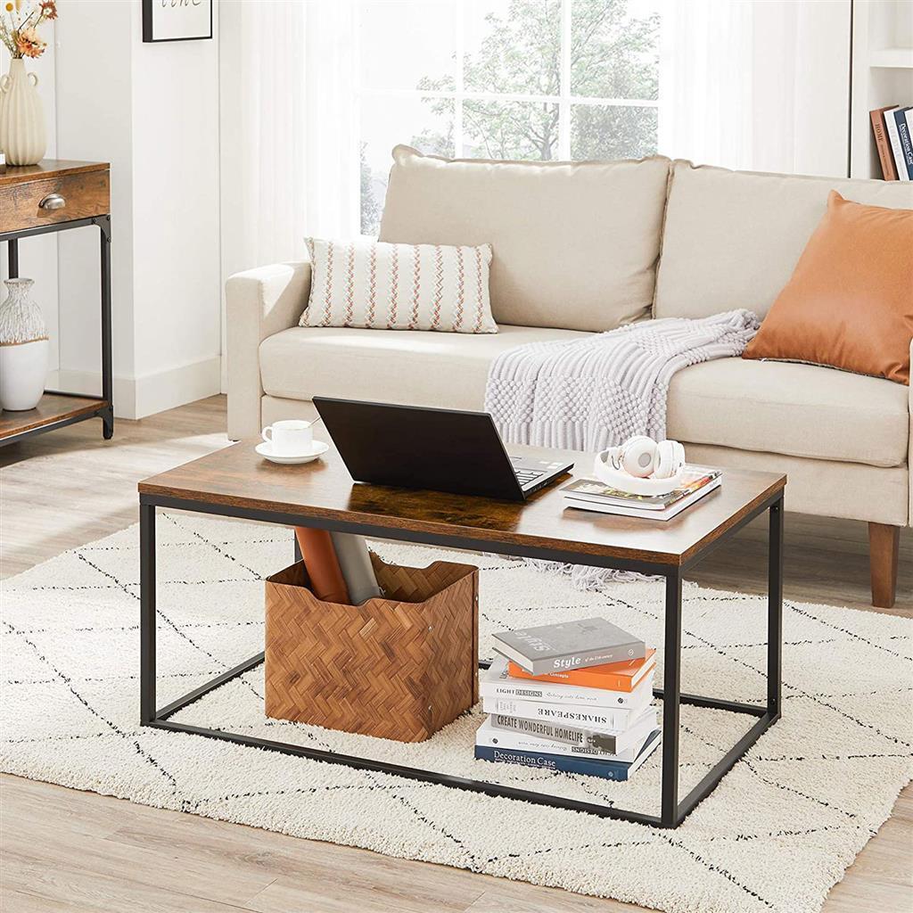 Coffee Table with Thickened Board Rustic Brown FredCo