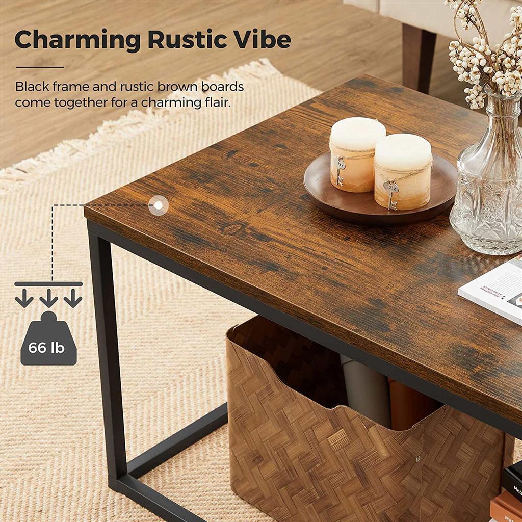 Coffee Table with Thickened Board Rustic Brown FredCo