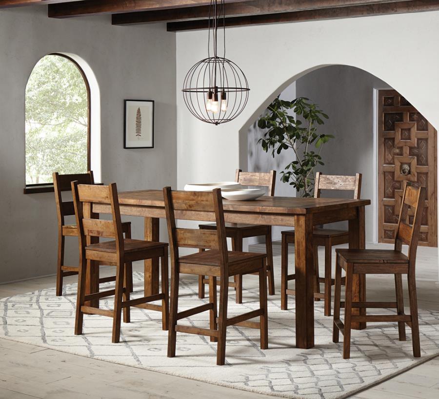 Coleman 5-piece Counter Height Dining Set Rustic Golden Brown 192028-S5 Coaster FredCo