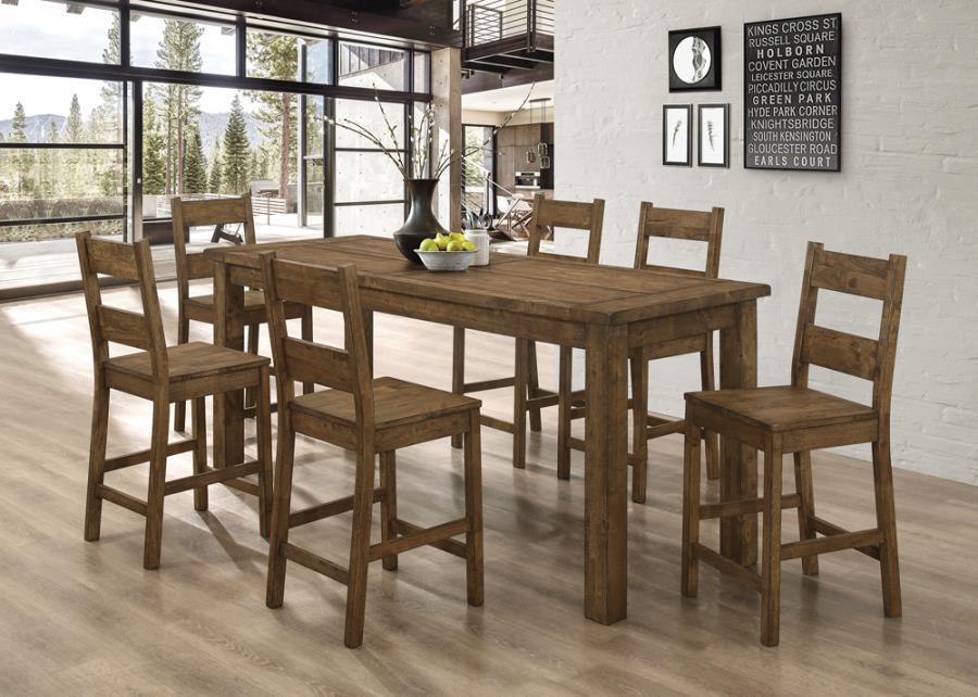 Coleman 5-piece Counter Height Dining Set Rustic Golden Brown 192028-S5 Coaster FredCo