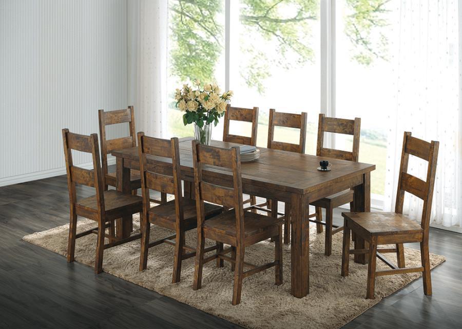 Coleman 7-Piece Dining Room Set Rustic Golden Brown Coaster FredCo