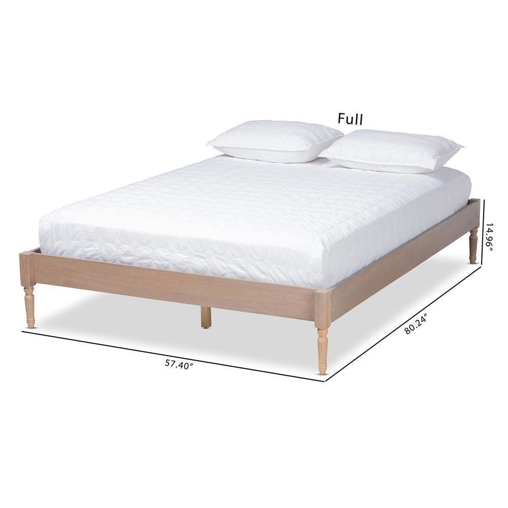 Colette French Bohemian Antique Oak Finished Wood Full Size Platform Bed Frame FredCo