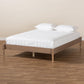 Colette French Bohemian Antique Oak Finished Wood Queen Size Platform Bed Frame FredCo