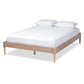 Colette French Bohemian Antique Oak Finished Wood Queen Size Platform Bed Frame FredCo
