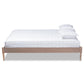 Colette French Bohemian Antique Oak Finished Wood Queen Size Platform Bed Frame FredCo