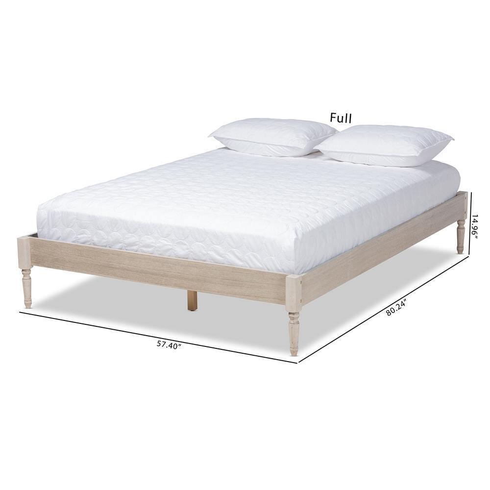Colette French Bohemian Antique White Oak Finished Wood Full Size Platform Bed Frame FredCo