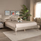 Colette French Bohemian Antique White Oak Finished Wood Full Size Platform Bed Frame FredCo