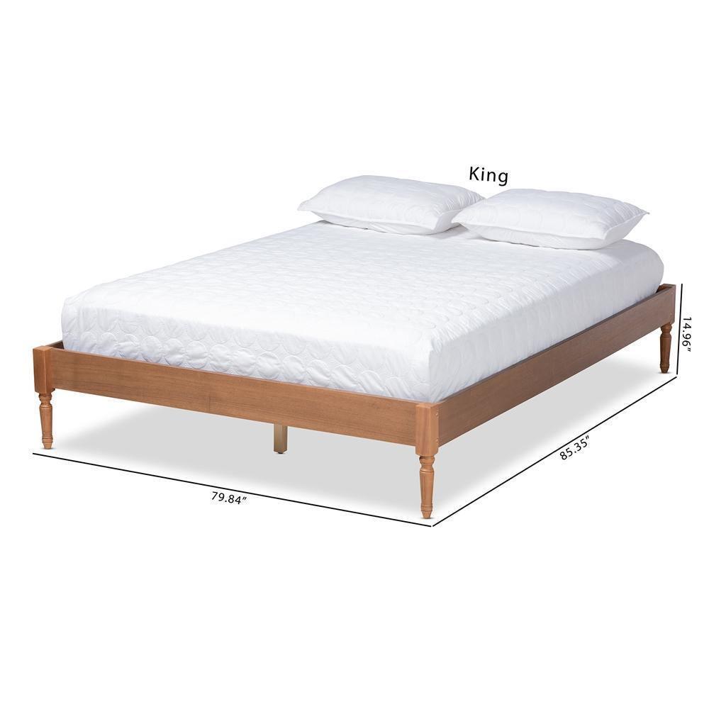 Colette French Bohemian Ash Walnut Finished Wood Full Size Platform Bed Frame FredCo