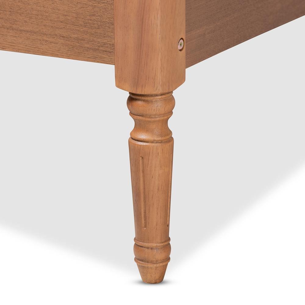 Colette French Bohemian Ash Walnut Finished Wood Full Size Platform Bed Frame FredCo
