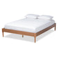 Colette French Bohemian Ash Walnut Finished Wood Queen Size Platform Bed Frame FredCo