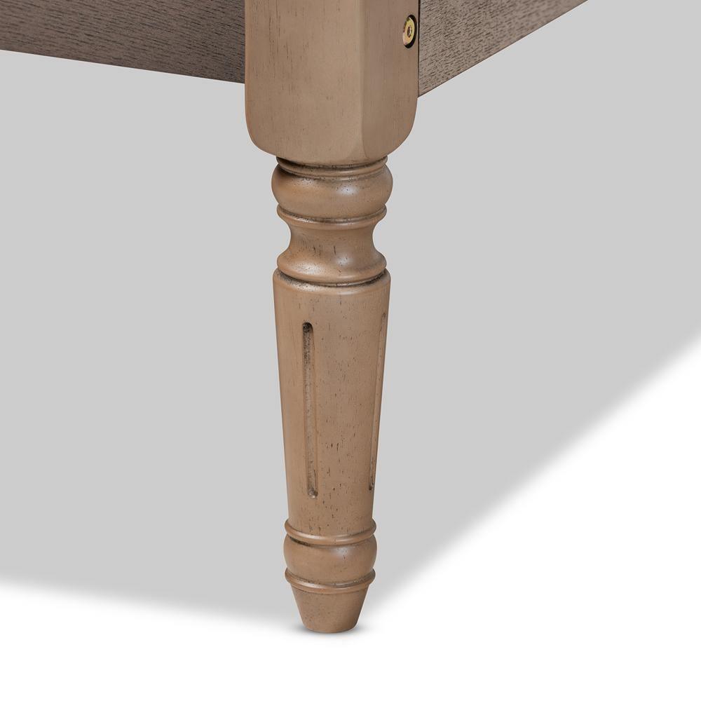 Colette French Bohemian Weathered Grey Oak Finished Wood Queen Size Platform Bed Frame FredCo