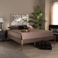 Colette French Bohemian Weathered Grey Oak Finished Wood Queen Size Platform Bed Frame FredCo