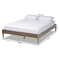 Colette French Bohemian Weathered Grey Oak Finished Wood Queen Size Platform Bed Frame FredCo