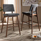 Colton Mid-Century Modern Dark Gray Fabric Upholstered and Walnut-Finished Wood Bar Stool Set of 2 FredCo