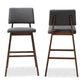 Colton Mid-Century Modern Dark Gray Fabric Upholstered and Walnut-Finished Wood Bar Stool Set of 2 FredCo