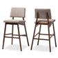 Colton Mid-Century Modern Light Gray Fabric Upholstered and Walnut-Finished Wood Bar Stool Set of 2 FredCo