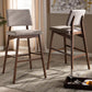 Colton Mid-Century Modern Light Gray Fabric Upholstered and Walnut-Finished Wood Bar Stool Set of 2 FredCo