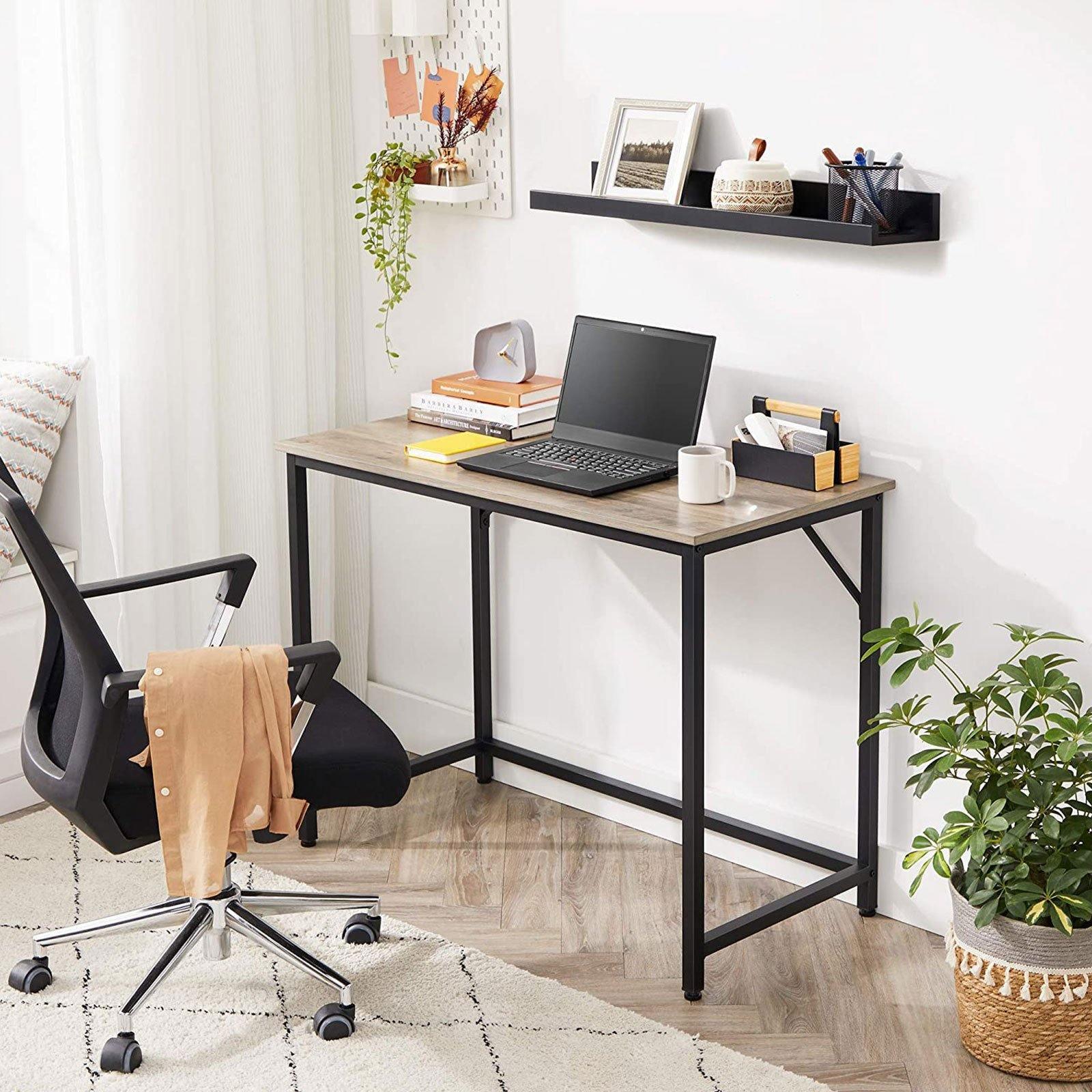 Computer Desk Greige and Black FredCo