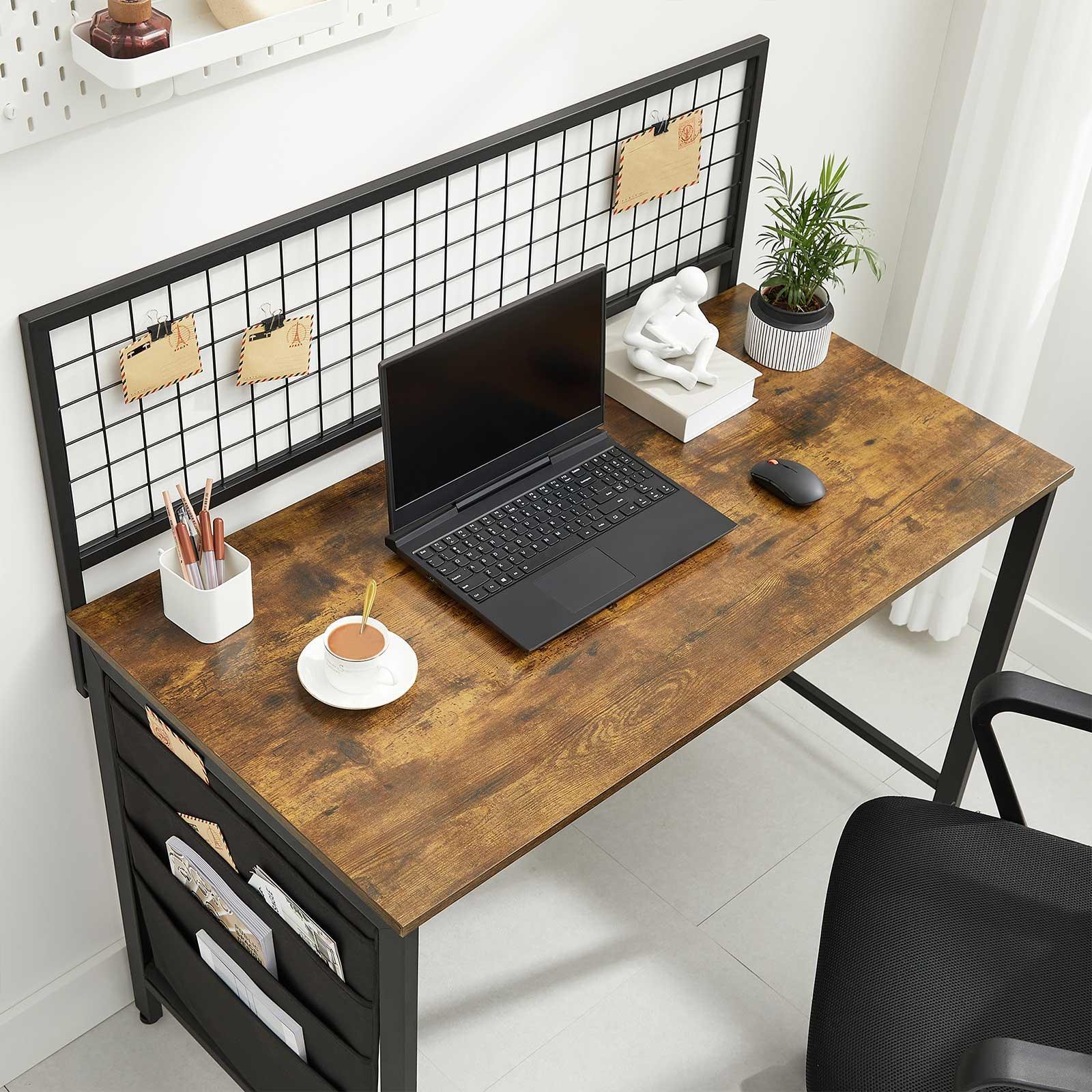 Computer Desk Storage Rustic Brown FredCo