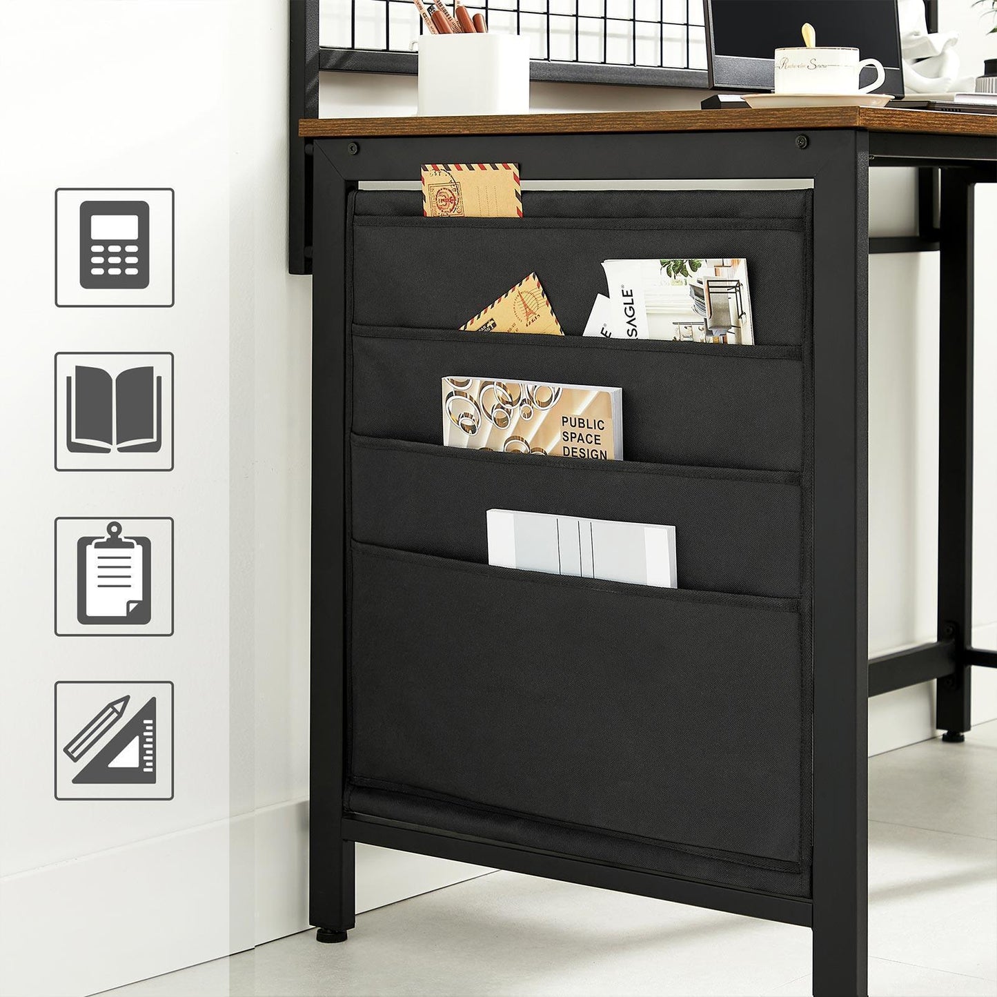 Computer Desk Storage Rustic Brown FredCo