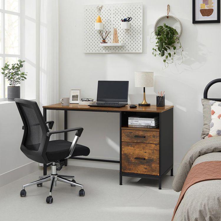 Computer Desk with File Cabinet Rustic Brown FredCo