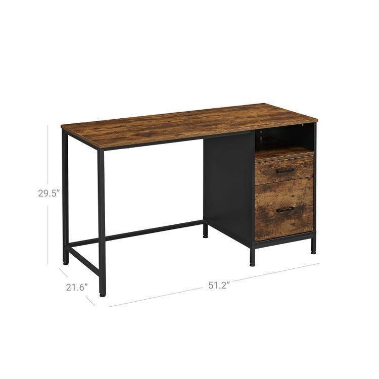 Computer Desk with File Cabinet Rustic Brown FredCo