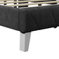 Contemporary Velvet Upholstered Bed Frame with Channel Tufting and Nailhead Trim, Queen, Black FredCo