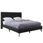 Contemporary Velvet Upholstered Bed Frame with Channel Tufting and Nailhead Trim, Queen, Black FredCo