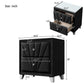 Contemporary Velvet Upholstered Glass Top Nightstand FredCo