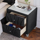 Contemporary Velvet Upholstered Glass Top Nightstand FredCo