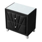Contemporary Velvet Upholstered Glass Top Nightstand FredCo