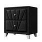 Contemporary Velvet Upholstered Glass Top Nightstand FredCo