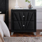 Contemporary Velvet Upholstered Glass Top Nightstand FredCo