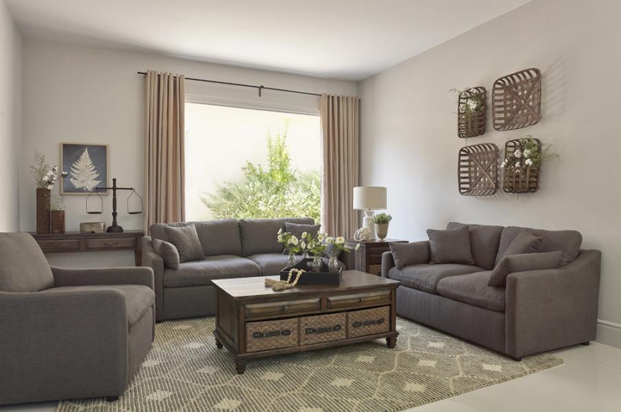 Contrary 3-piece Reversible Cushion Living Room Set Charcoal 509381-S3 Coaster FredCo
