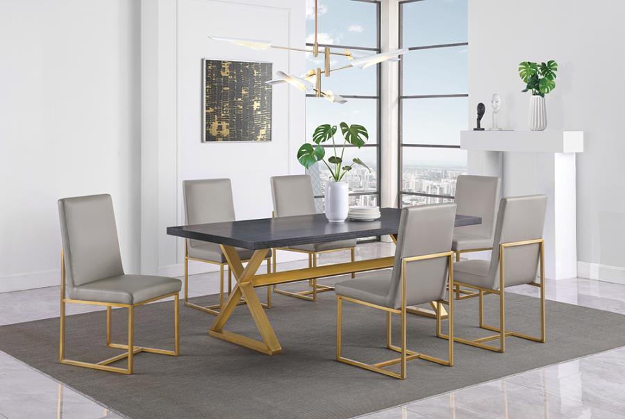 Conway 5-piece Rectangular Dining Set Dark Walnut and Aged Gold 191991-S5 Coaster FredCo