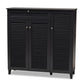 Coolidge Modern and Contemporary Dark Grey Finished 11-Shelf Wood Shoe Storage Cabinet with Drawer FredCo
