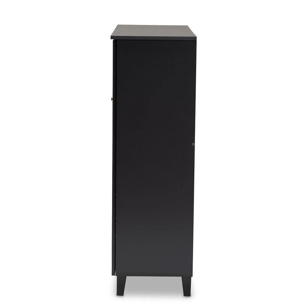 Coolidge Modern and Contemporary Dark Grey Finished 11-Shelf Wood Shoe Storage Cabinet with Drawer FredCo