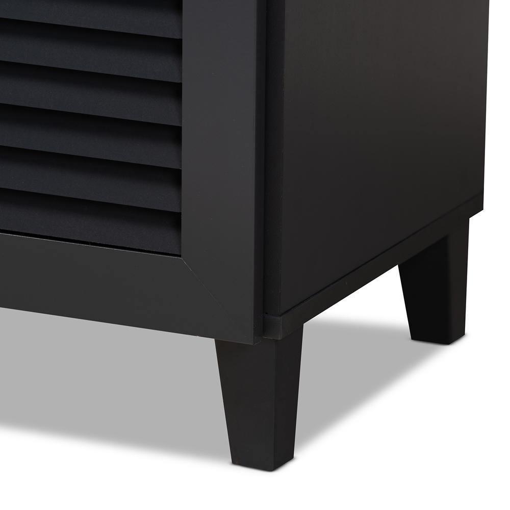 Coolidge Modern and Contemporary Dark Grey Finished 11-Shelf Wood Shoe Storage Cabinet with Drawer FredCo