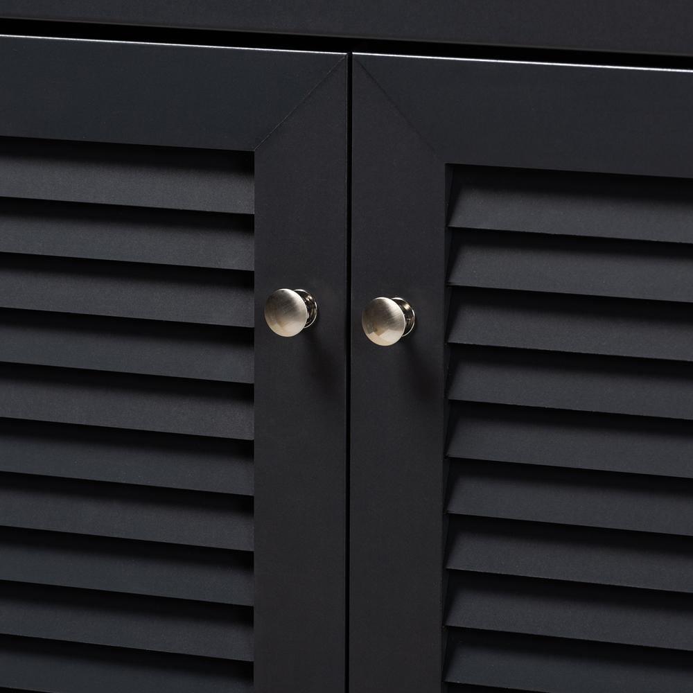Coolidge Modern and Contemporary Dark Grey Finished 11-Shelf Wood Shoe Storage Cabinet with Drawer FredCo