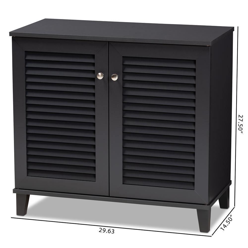 Coolidge Modern and Contemporary Dark Grey Finished 4-Shelf Wood Shoe Storage Cabinet FredCo