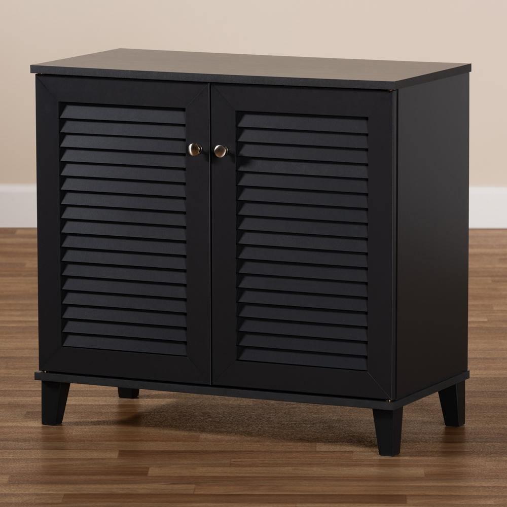 Coolidge Modern and Contemporary Dark Grey Finished 4-Shelf Wood Shoe Storage Cabinet FredCo