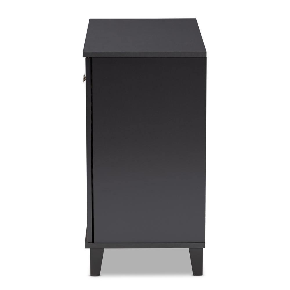 Coolidge Modern and Contemporary Dark Grey Finished 4-Shelf Wood Shoe Storage Cabinet FredCo