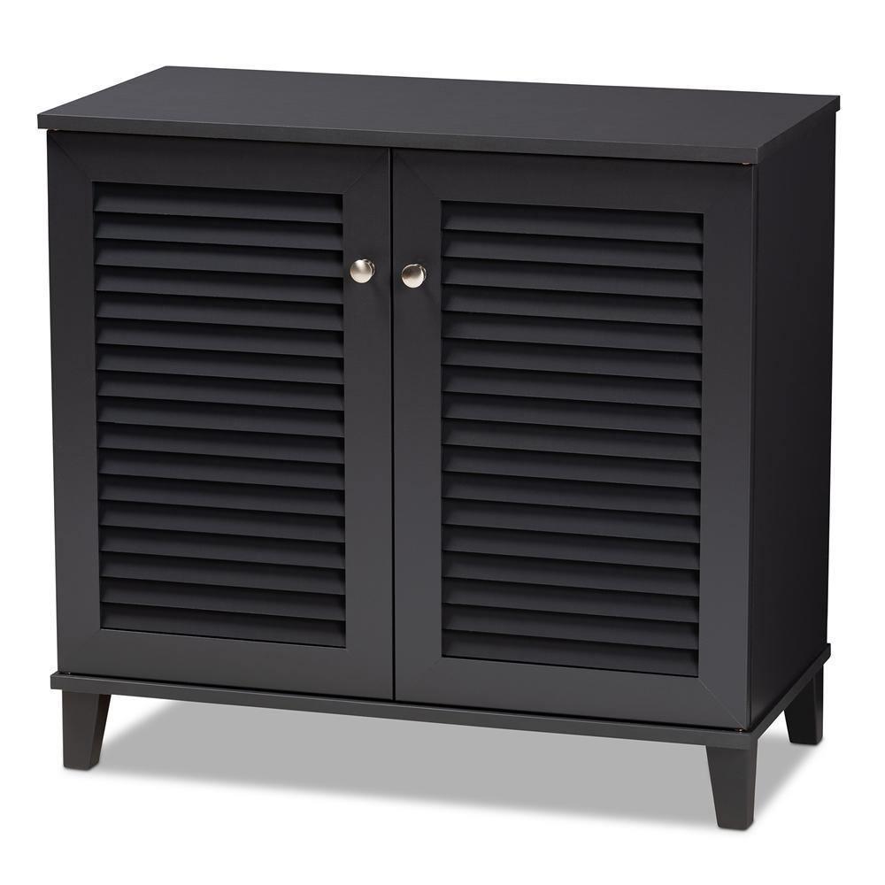 Coolidge Modern and Contemporary Dark Grey Finished 4-Shelf Wood Shoe Storage Cabinet FredCo