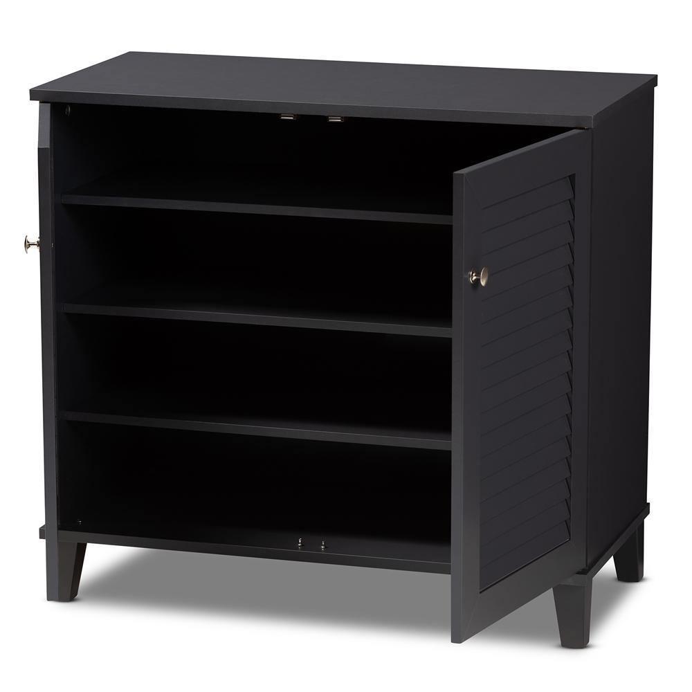 Coolidge Modern and Contemporary Dark Grey Finished 4-Shelf Wood Shoe Storage Cabinet FredCo