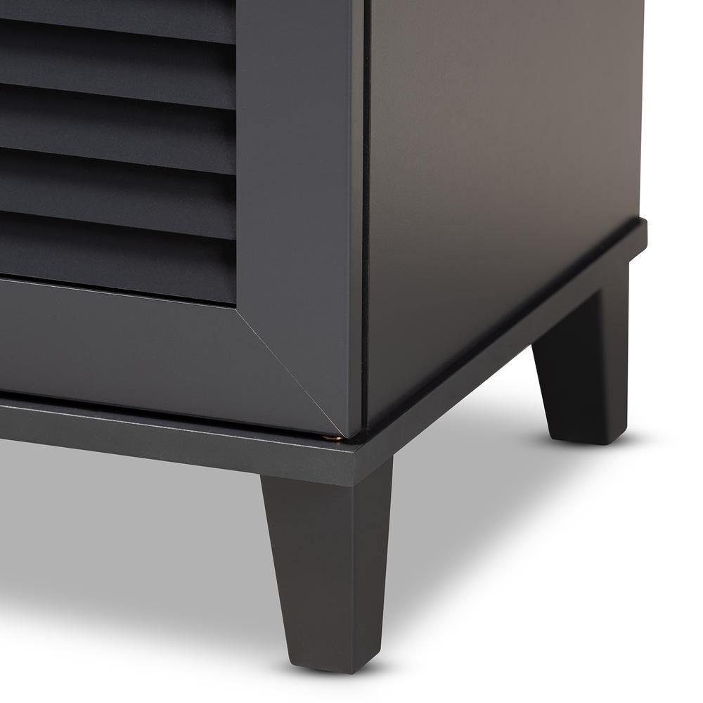 Coolidge Modern and Contemporary Dark Grey Finished 4-Shelf Wood Shoe Storage Cabinet FredCo
